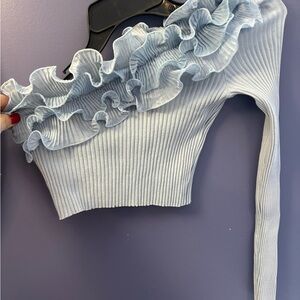 Zara Sky Blue Striped Top